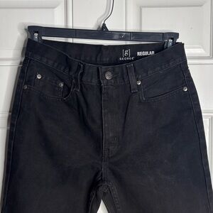 George Men's Dark Black Straight Jeans